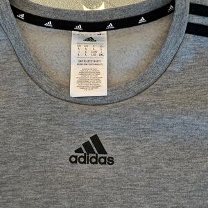 Adidas Gray Sweatshirt with Crew Neck and Ribbed Collar
